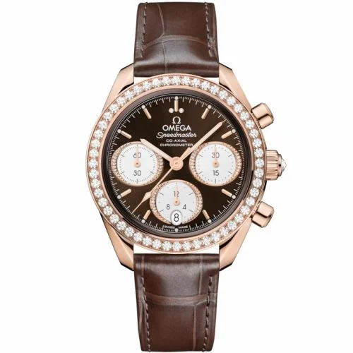 Omega Speedmaster Date 38 Sedna Gold - Diamond / Brown 324.58.38.50.63.001 (32458385063001)